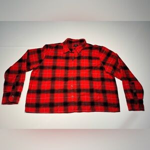J Crew Women’s Garçon Red Flannel Long Sleeve Button Down Size 16